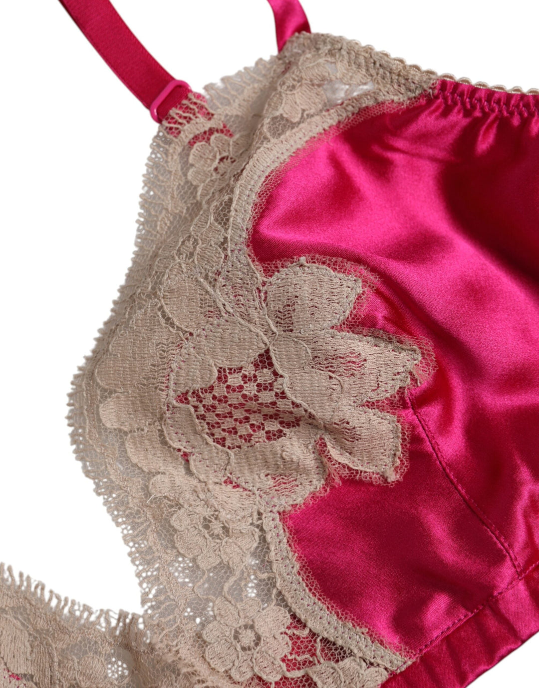 Women’s Dolce &amp; Gabbana Magenta Floral Lace Silk Non Wire Bra Underwear