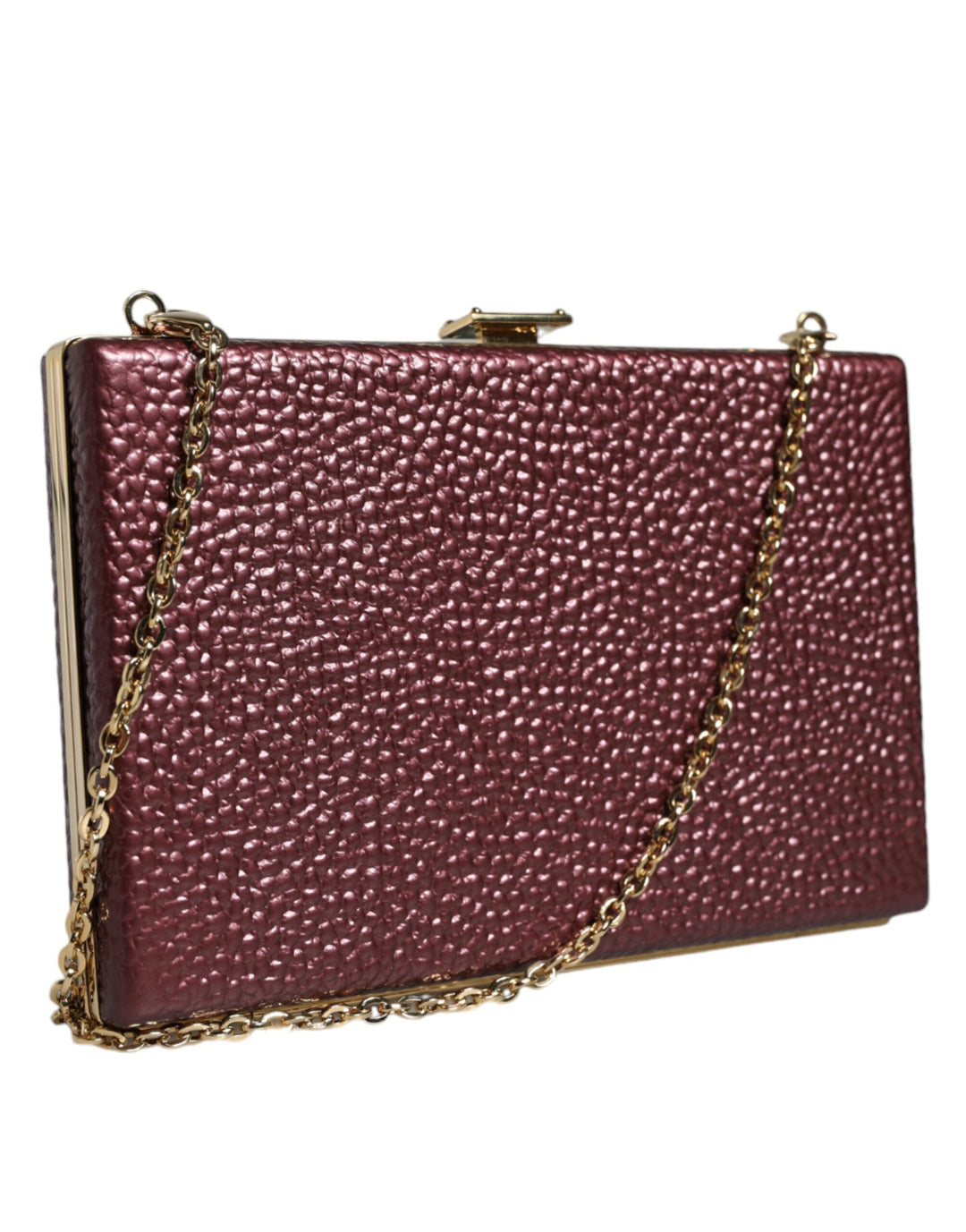 Women’s Dolce &amp; Gabbana Maroon Leather Clutch Evening Crossbody Bag