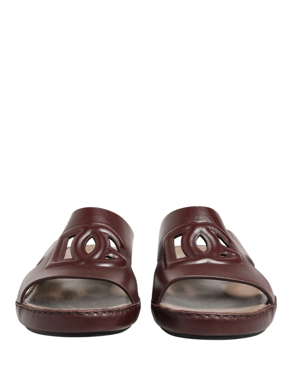 Women’s Dolce & Gabbana Maroon Leather Cutout Dg Logo Sandals Shoes