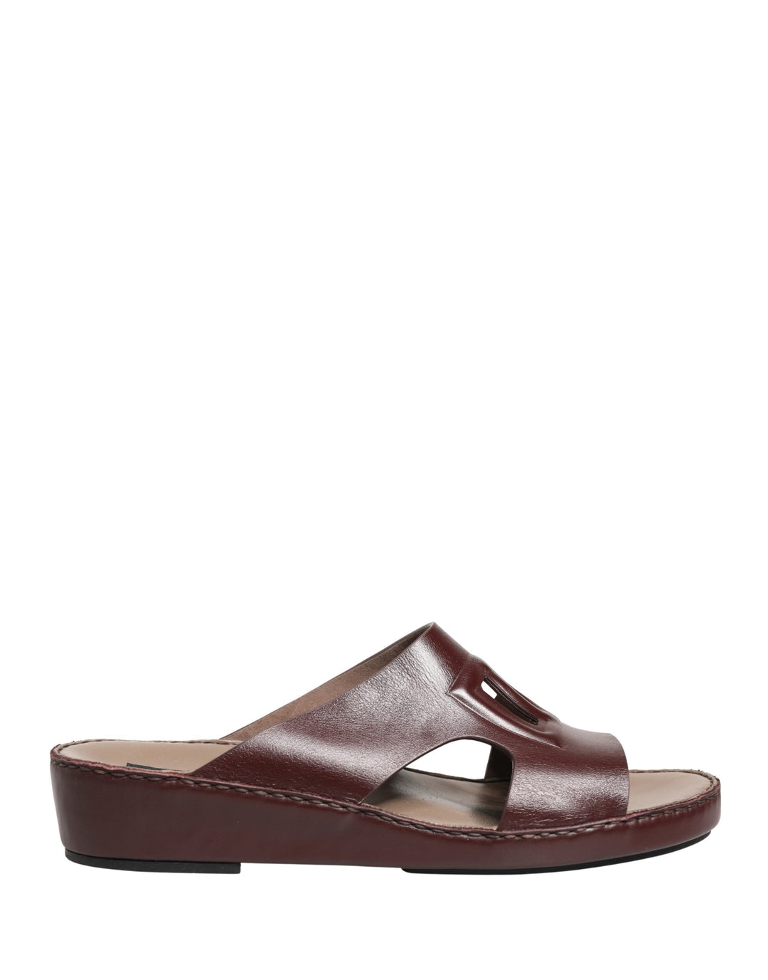 Women’s Dolce &amp; Gabbana Maroon Leather Cutout Dg Logo Sandals Shoes