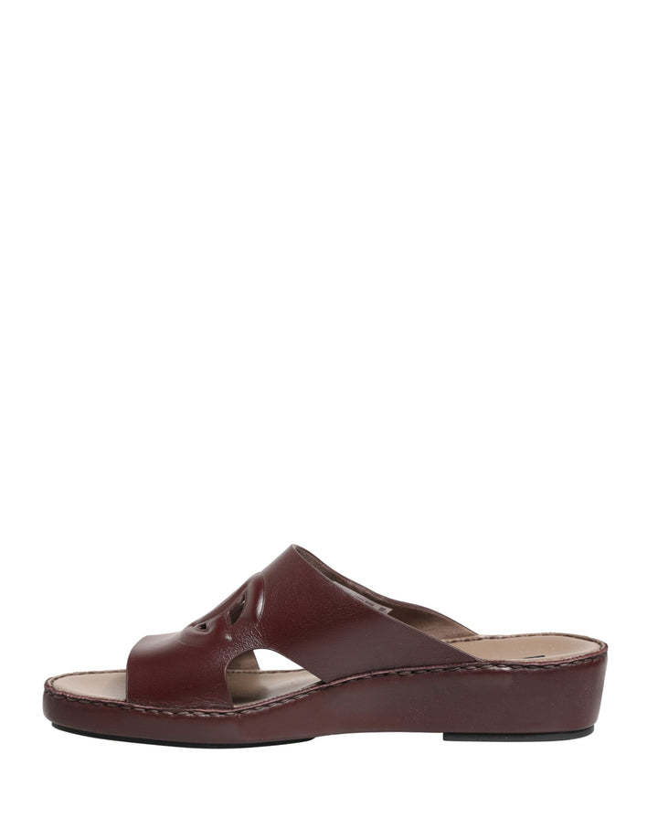 Women’s Dolce &amp; Gabbana Maroon Leather Cutout Dg Logo Sandals Shoes