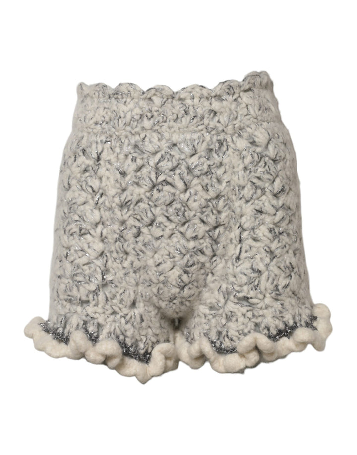 Women’s Dolce &amp; Gabbana Metallic Bouclé Knit Cashmere Ruffled Shorts