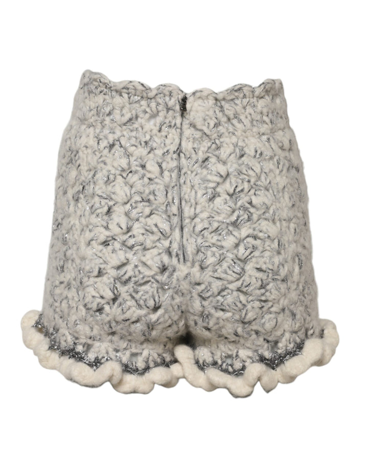 Women’s Dolce &amp; Gabbana Metallic Bouclé Knit Cashmere Ruffled Shorts