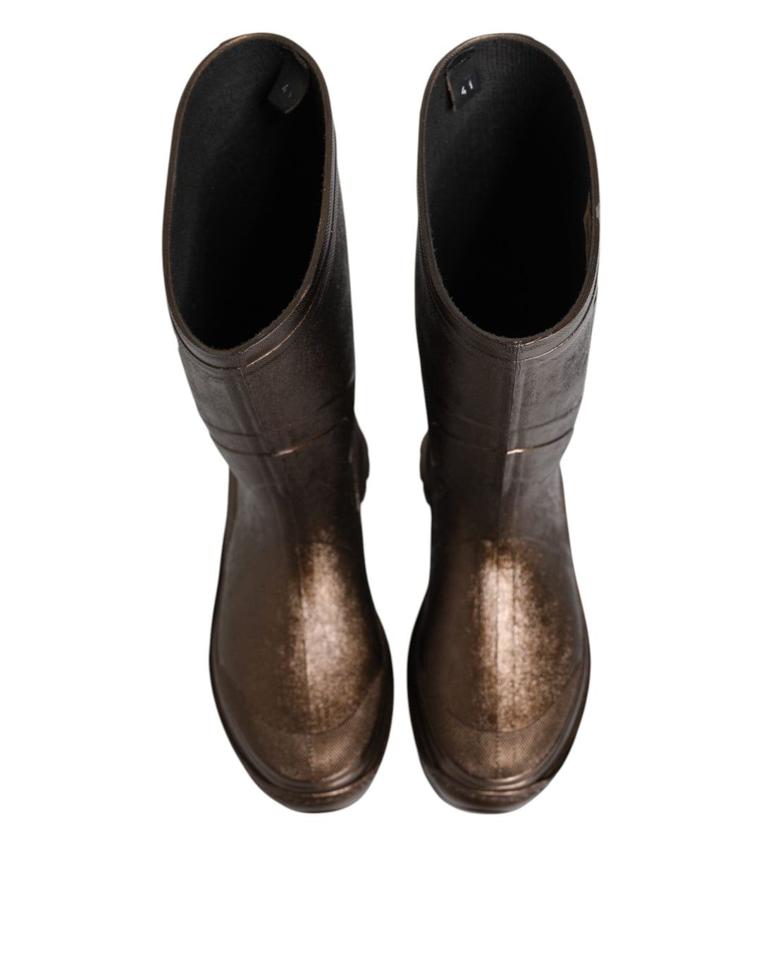 Women’s Dolce &amp; Gabbana Metallic Bronze Pull on Rain Boots Shoes