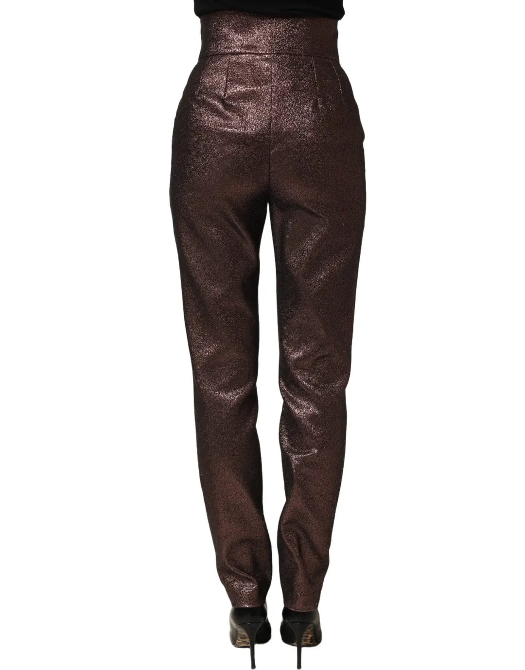 Women’s Dolce &amp; Gabbana Metallic Brown High Waist Tapered Leg Pants