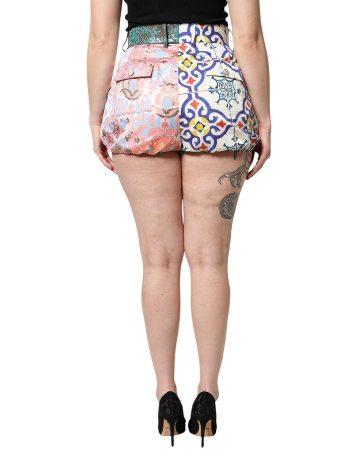 Women’s Dolce &amp; Gabbana Multicolor Cotton Patchwork Hot Pants Shorts