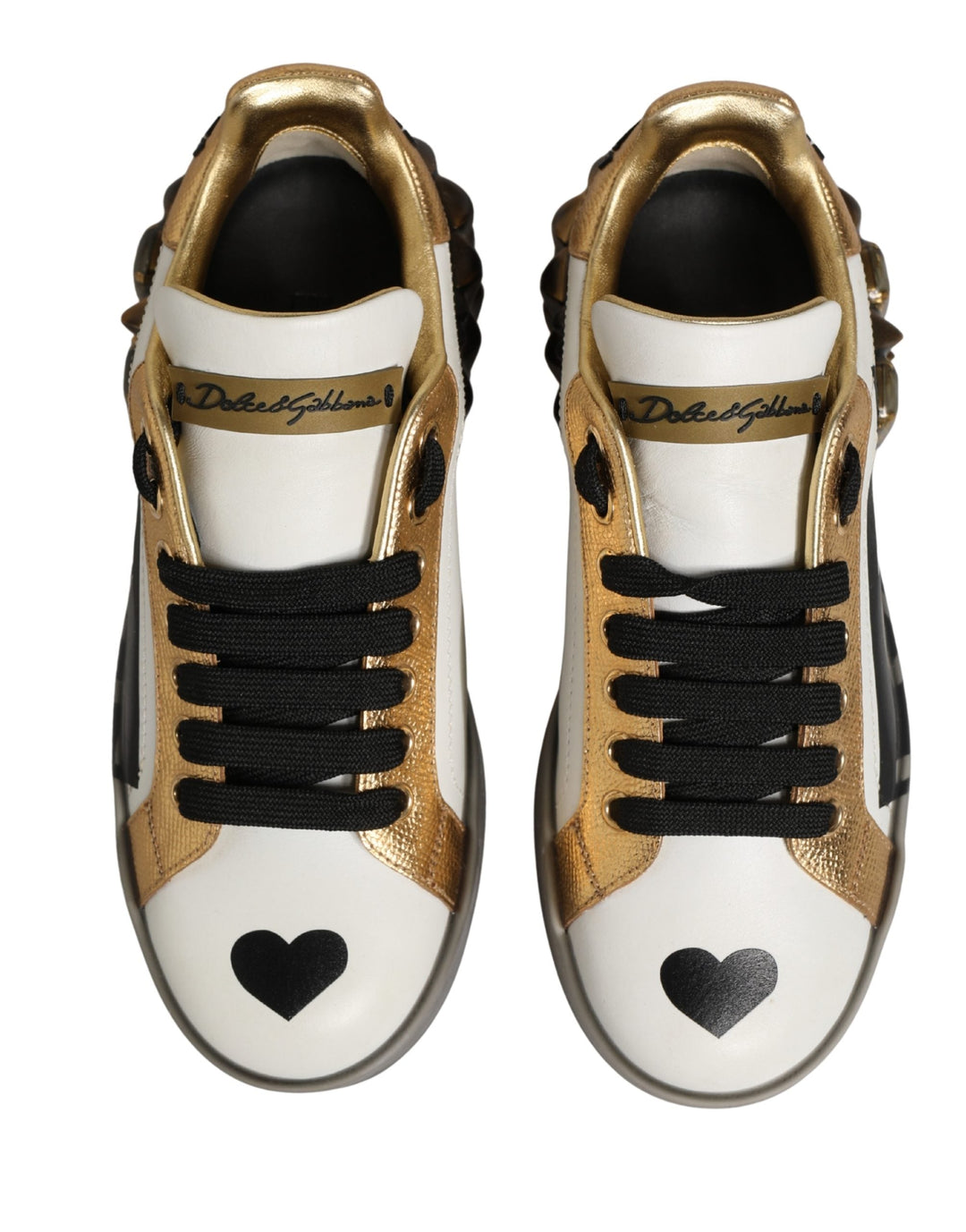 Dolce &amp; Gabbana Multicolor Crystal StuddedLOVE Sneakers Shoes