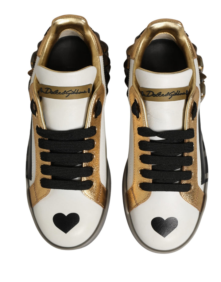 Dolce &amp; Gabbana Multicolor Crystal StuddedLOVE Sneakers Shoes