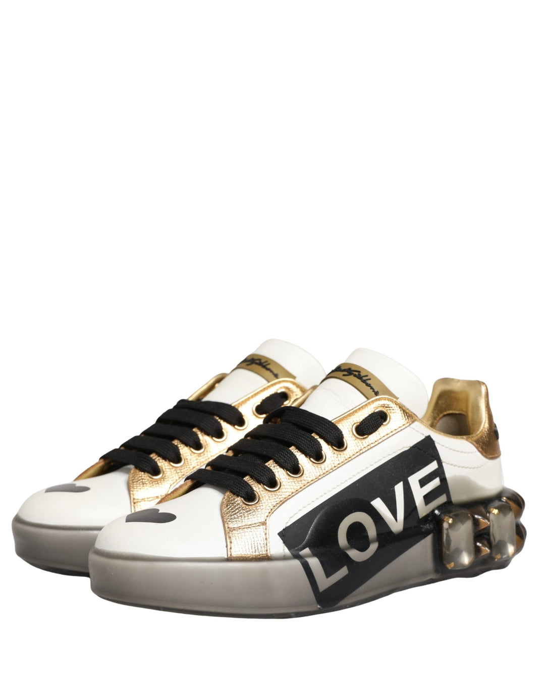 Dolce &amp; Gabbana Multicolor Crystal StuddedLOVE Sneakers Shoes