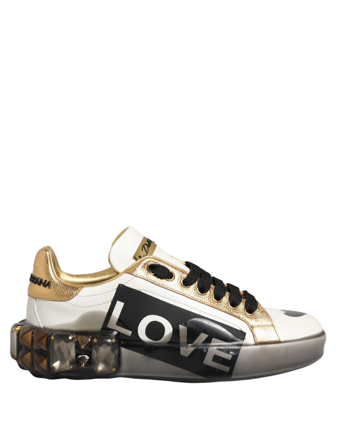 Dolce &amp; Gabbana Multicolor Crystal StuddedLOVE Sneakers Shoes