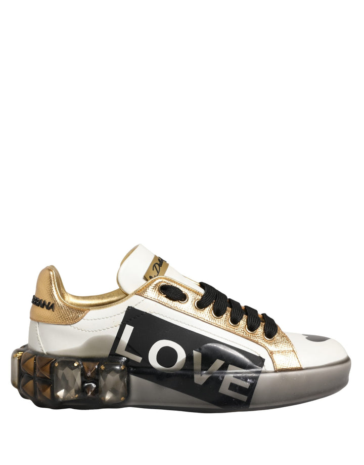 Dolce &amp; Gabbana Multicolor Crystal StuddedLOVE Sneakers Shoes
