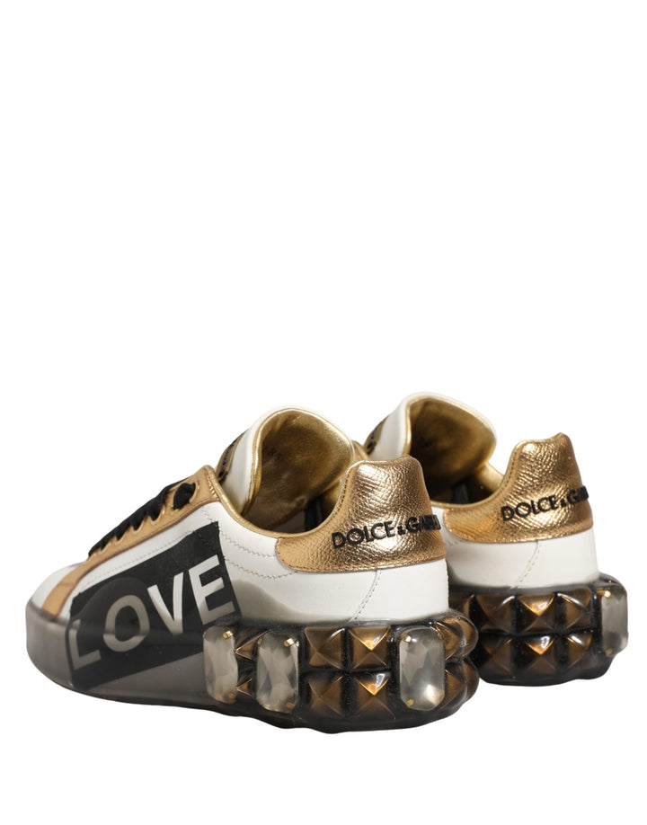 Dolce &amp; Gabbana Multicolor Crystal StuddedLOVE Sneakers Shoes