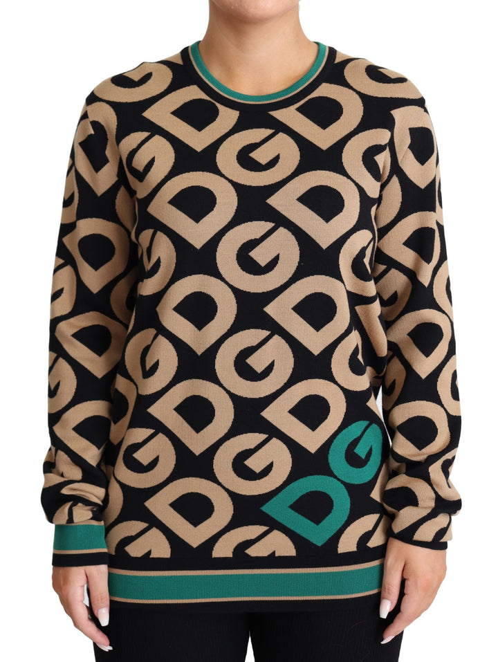 Women’s Dolce &amp; Gabbana Multicolor Dg Mania Wool Crewneck Pullover Sweater