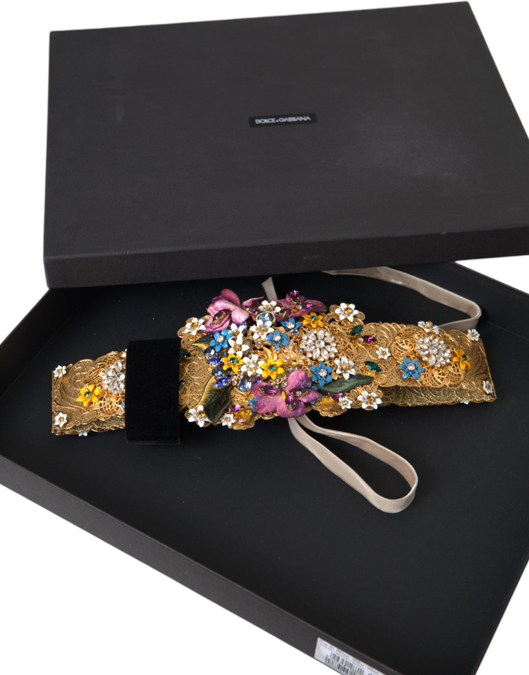 Women’s Dolce &amp; Gabbana Multicolor Embellished Floral Crystal Wide Waist Belt