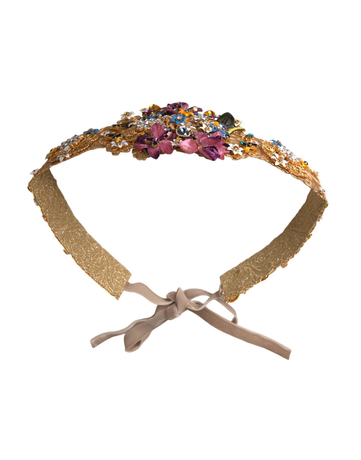 Women’s Dolce &amp; Gabbana Multicolor Embellished Floral Crystal Wide Waist Belt