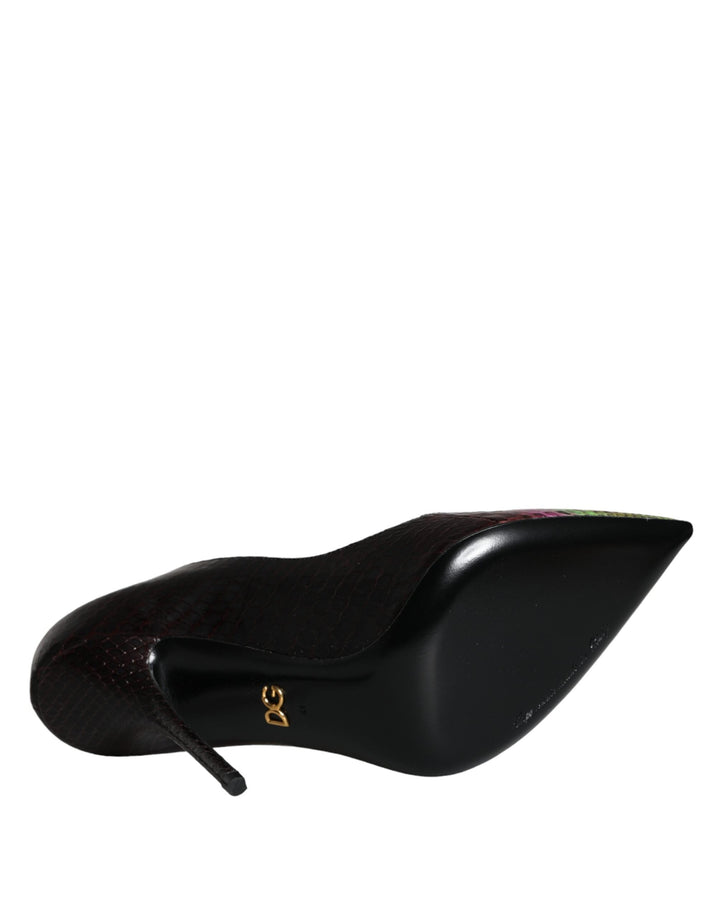 Women’s Dolce &amp; Gabbana Multicolor Exotic Leather Heels Pumps Shoes