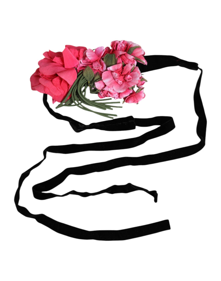 Women’s Dolce &amp; Gabbana Multicolor Floral Applique Detail Tie Belt