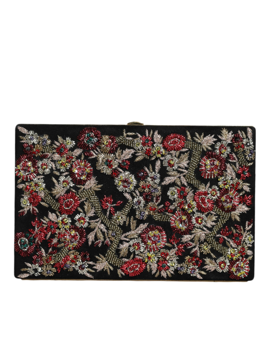 Women’s Dolce &amp; Gabbana Multicolor Floral Gold Frame Clutch Evening Purse Bag