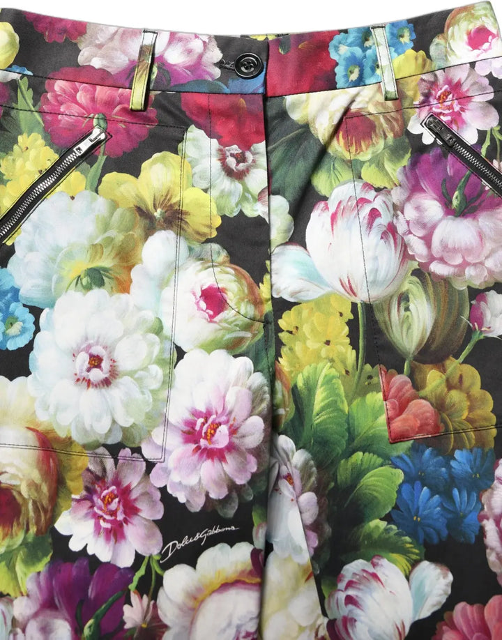 Women’s Dolce &amp; Gabbana Multicolor Floral High Waist Wide Leg Pants