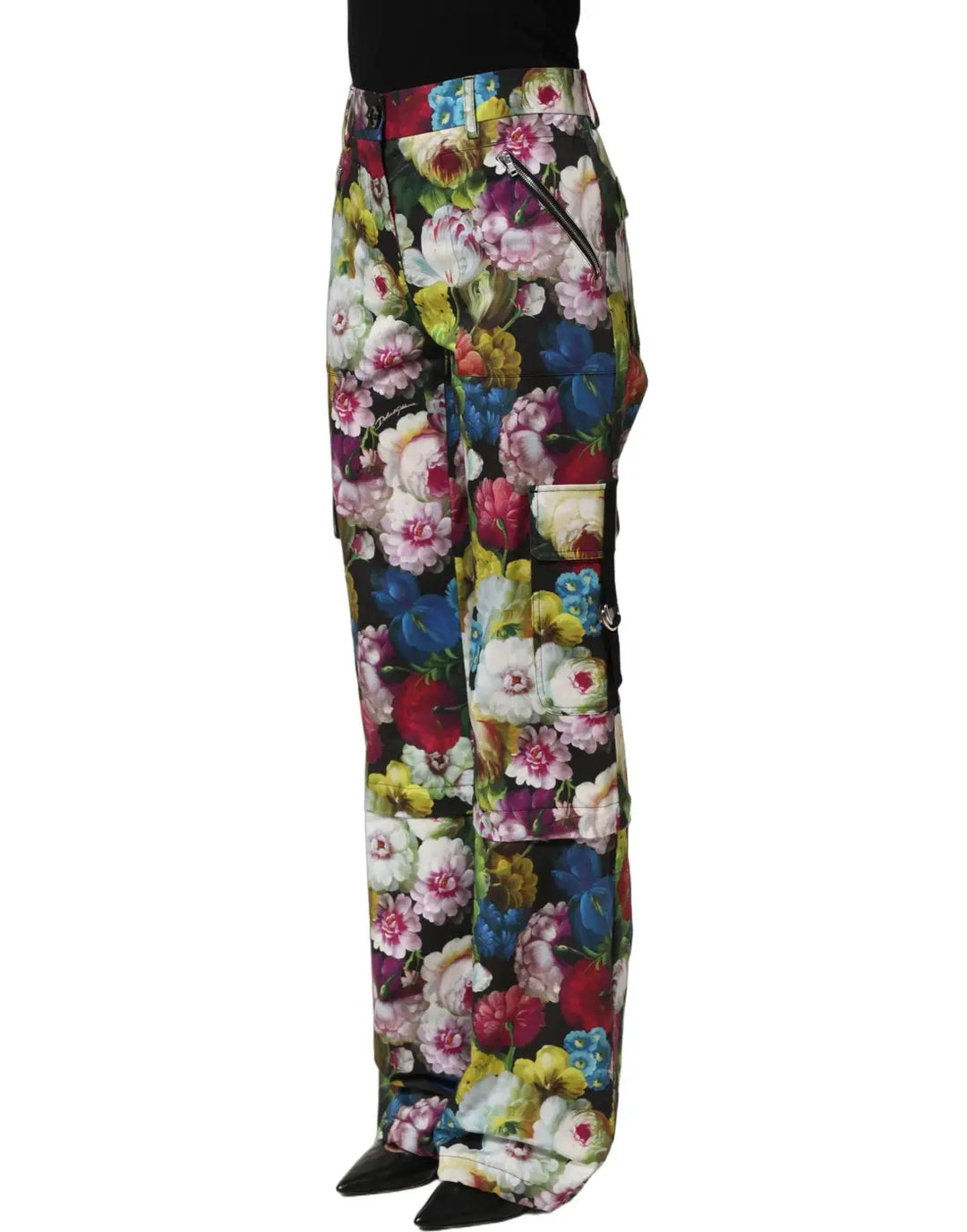 Women’s Dolce &amp; Gabbana Multicolor Floral High Waist Wide Leg Pants