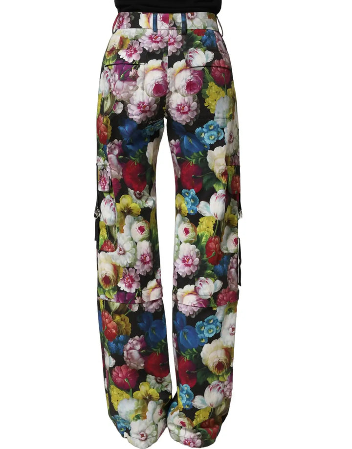 Women’s Dolce &amp; Gabbana Multicolor Floral High Waist Wide Leg Pants