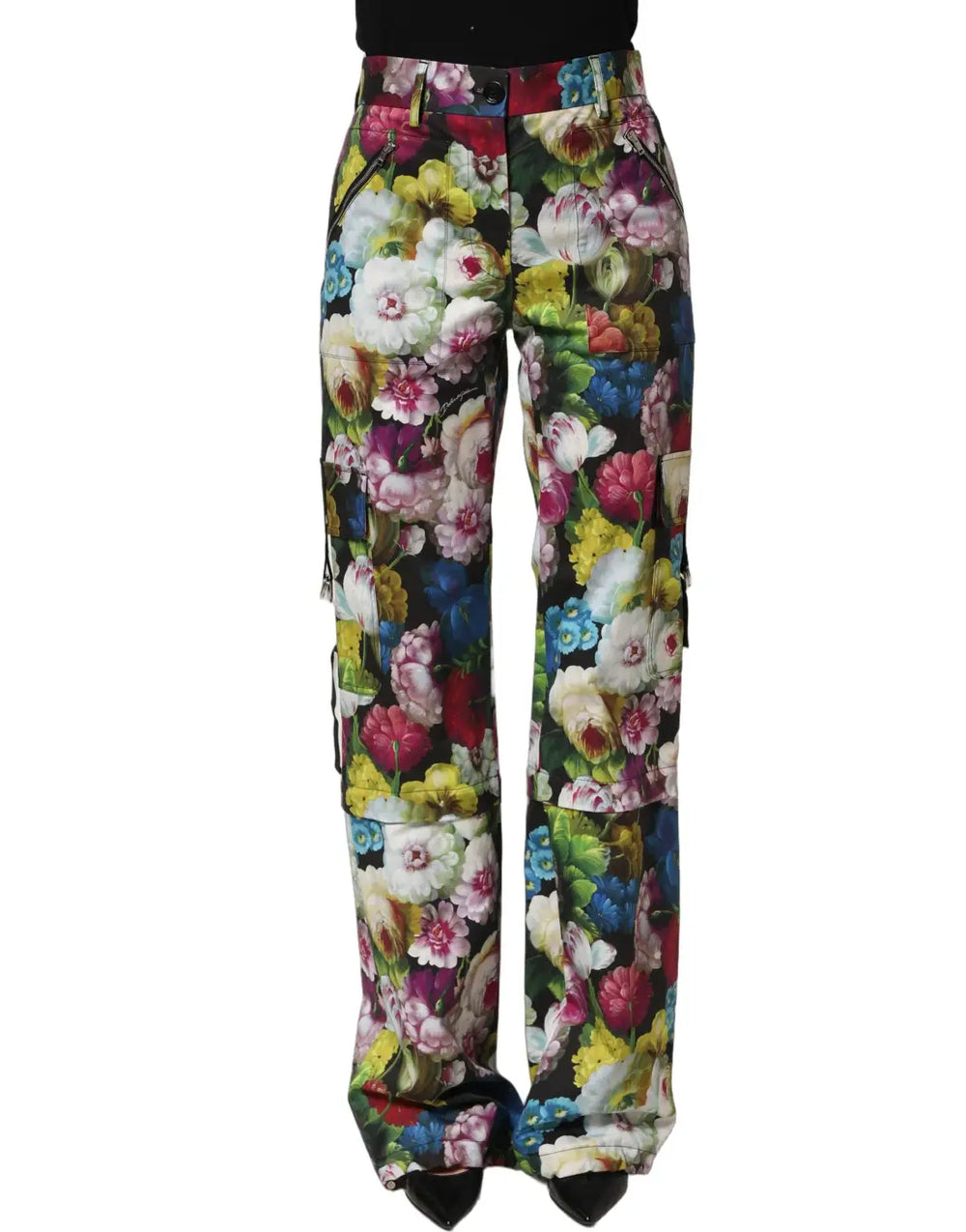 Women’s Dolce & Gabbana Multicolor Floral High Waist Wide Leg Pants