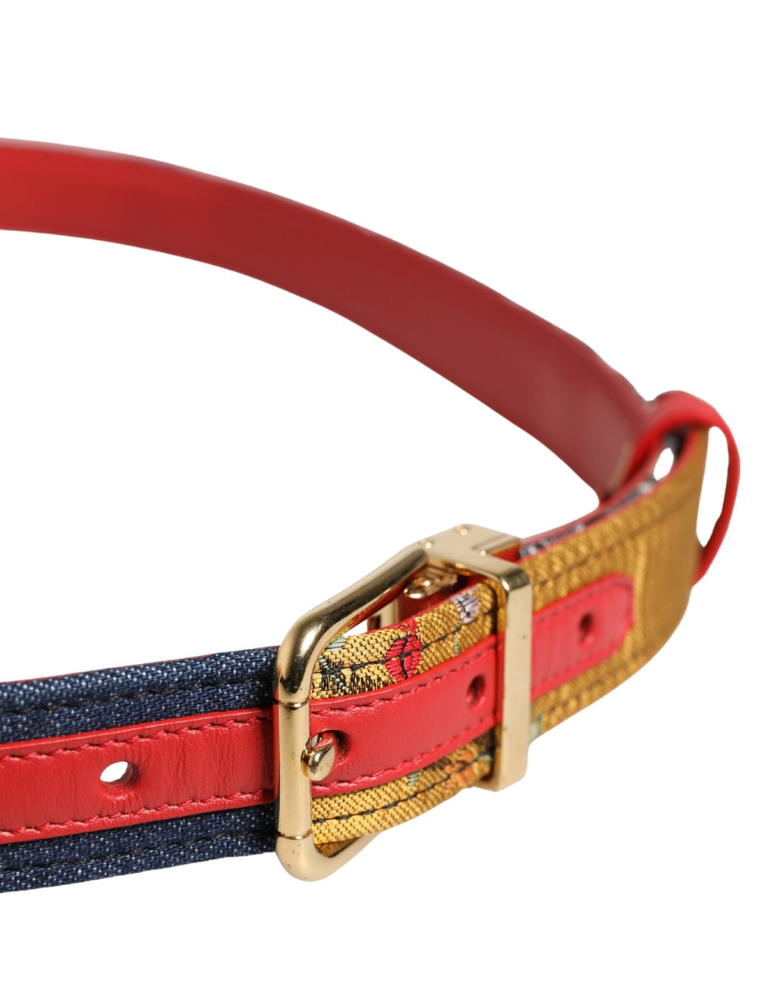 Women’s Dolce &amp; Gabbana Multicolor Floral Jacquard Metal Buckle Belt