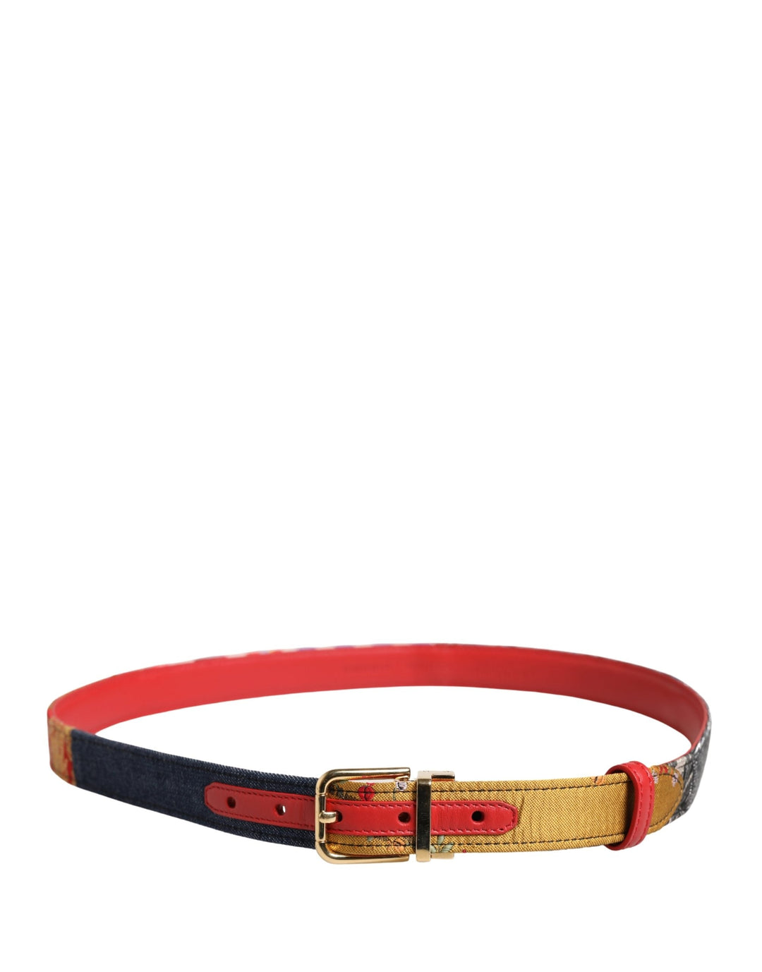 Women’s Dolce &amp; Gabbana Multicolor Floral Jacquard Metal Buckle Belt