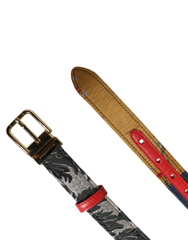 Women’s Dolce &amp; Gabbana Multicolor Floral Jacquard Metal Buckle Belt