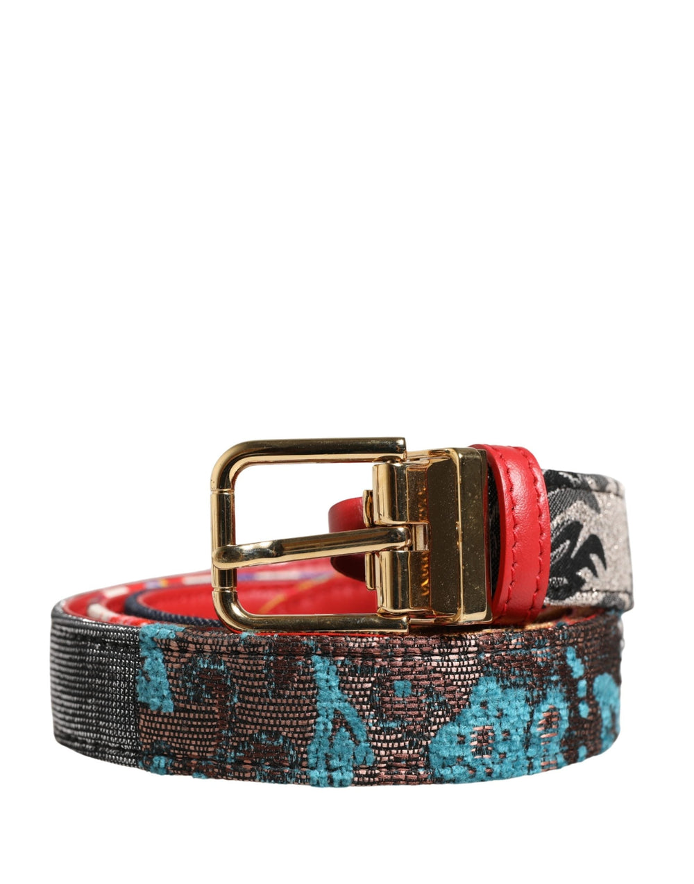 Women’s Dolce & Gabbana Multicolor Floral Jacquard Metal Buckle Belt