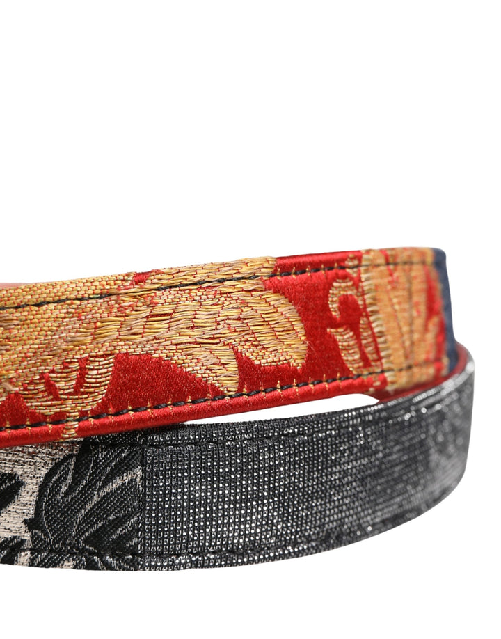 Women’s Dolce &amp; Gabbana Multicolor Floral Jacquard Metal Buckle Belt