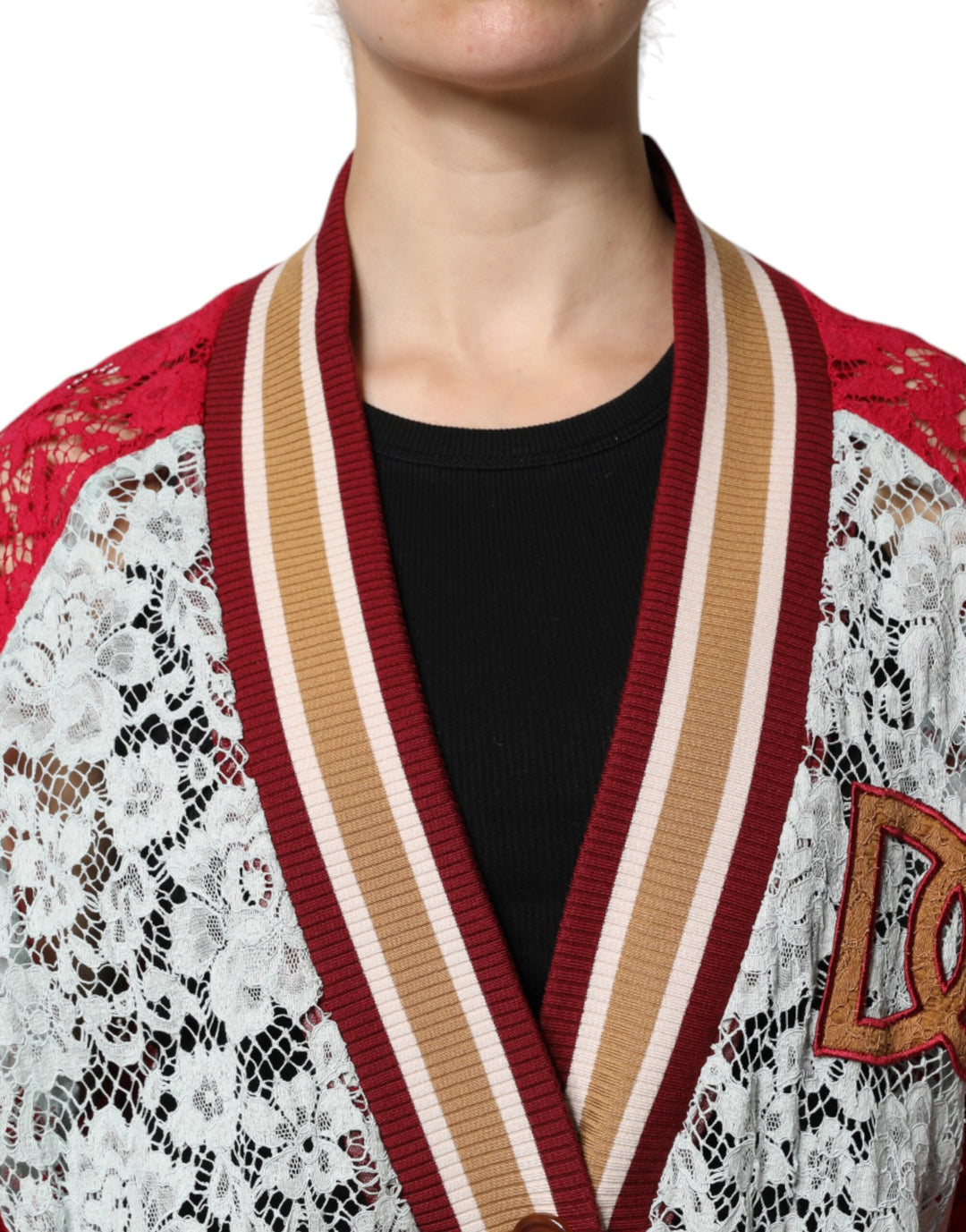 Women’s Dolce &amp; Gabbana Multicolor Floral Lace Cardigan Sweater