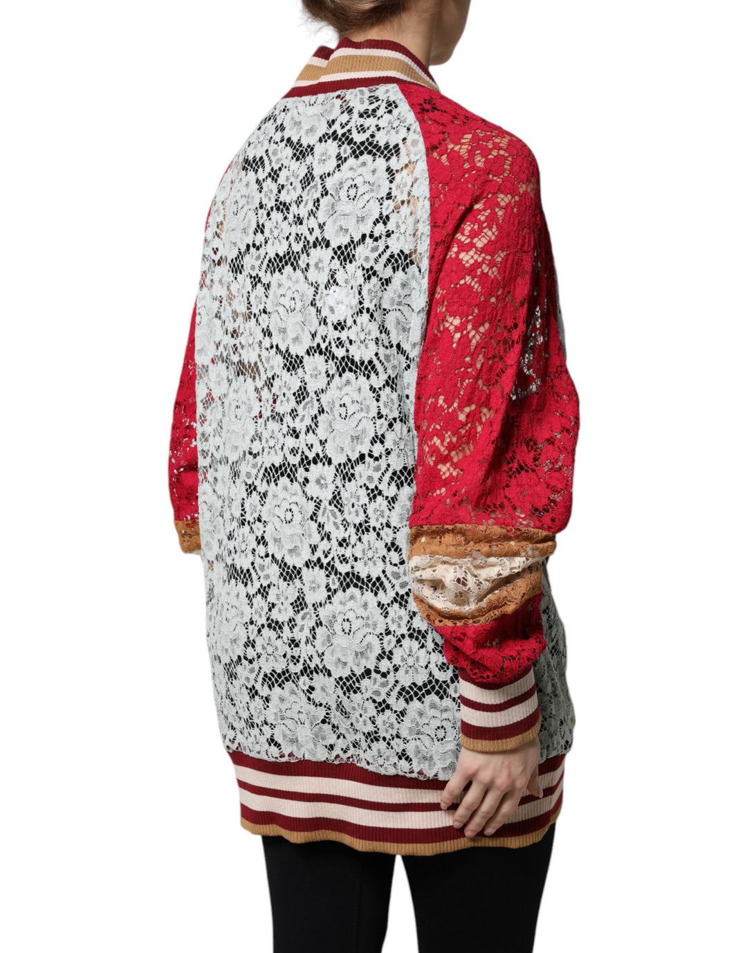 Women’s Dolce &amp; Gabbana Multicolor Floral Lace Cardigan Sweater
