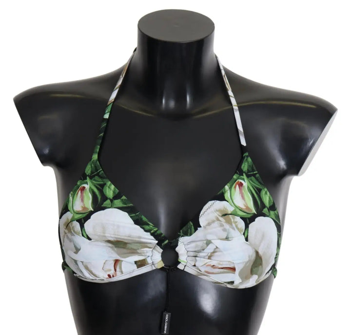 Women’s Dolce &amp; Gabbana Multicolor Floral Print Halter Swimwear Bikini Top