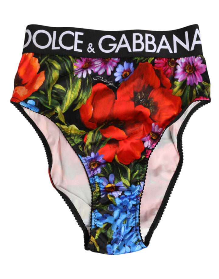 Women’s Dolce &amp; Gabbana Multicolor Floral Print High Waist Panty Underwear