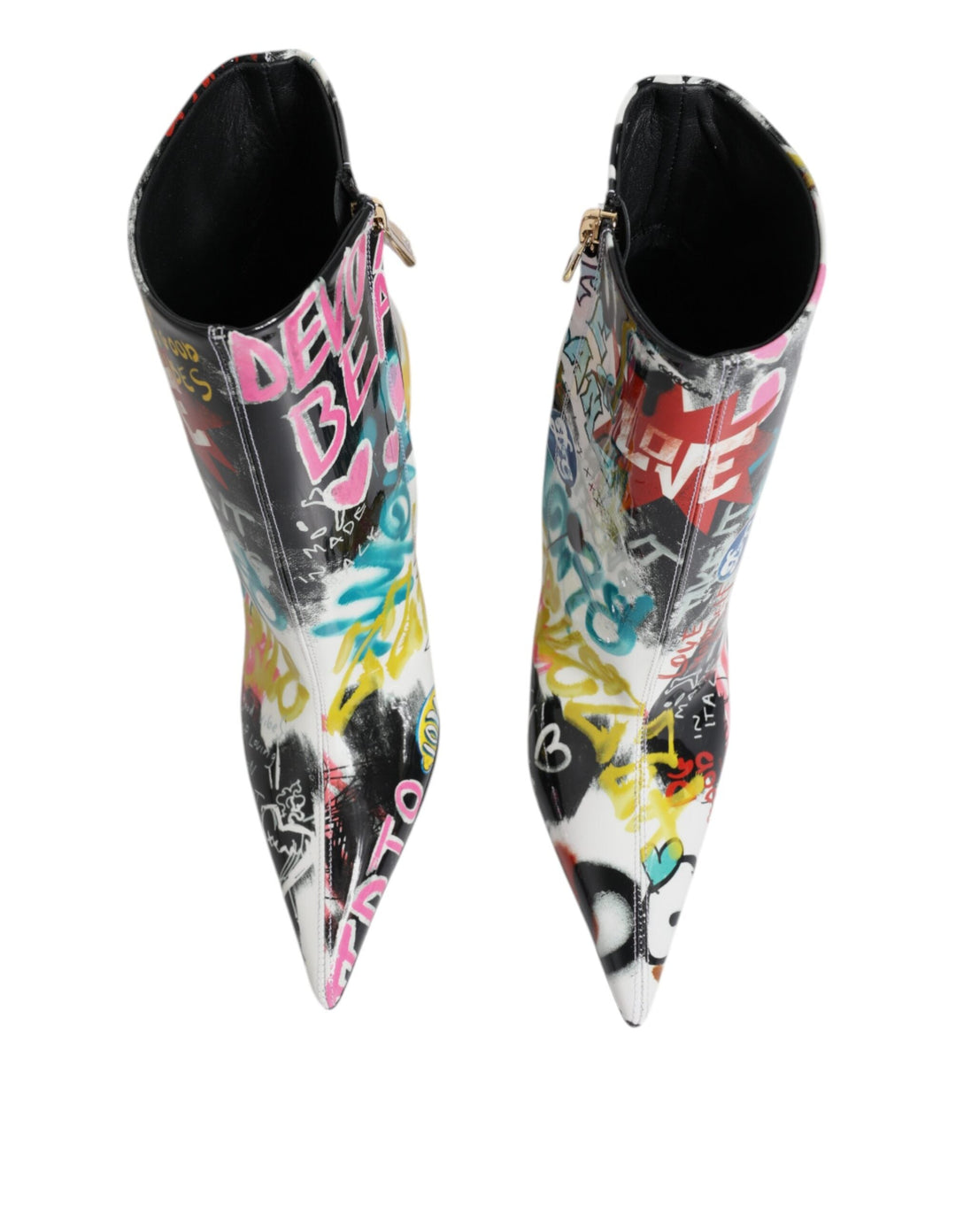 Women’s Dolce &amp; Gabbana Multicolor Graffiti Keira Mid Calf Boots Shoes