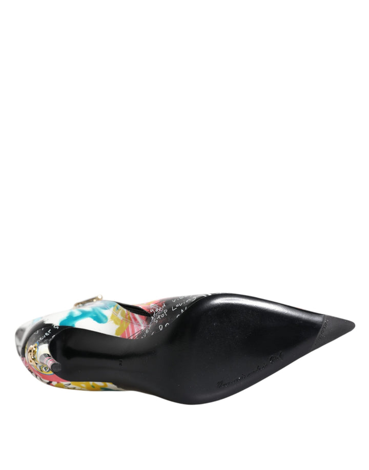 Women’s Dolce &amp; Gabbana Multicolor Graffiti Keira Mid Calf Boots Shoes