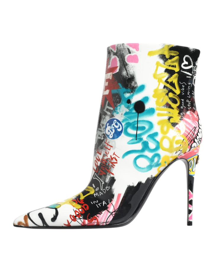 Women’s Dolce &amp; Gabbana Multicolor Graffiti Keira Mid Calf Boots Shoes