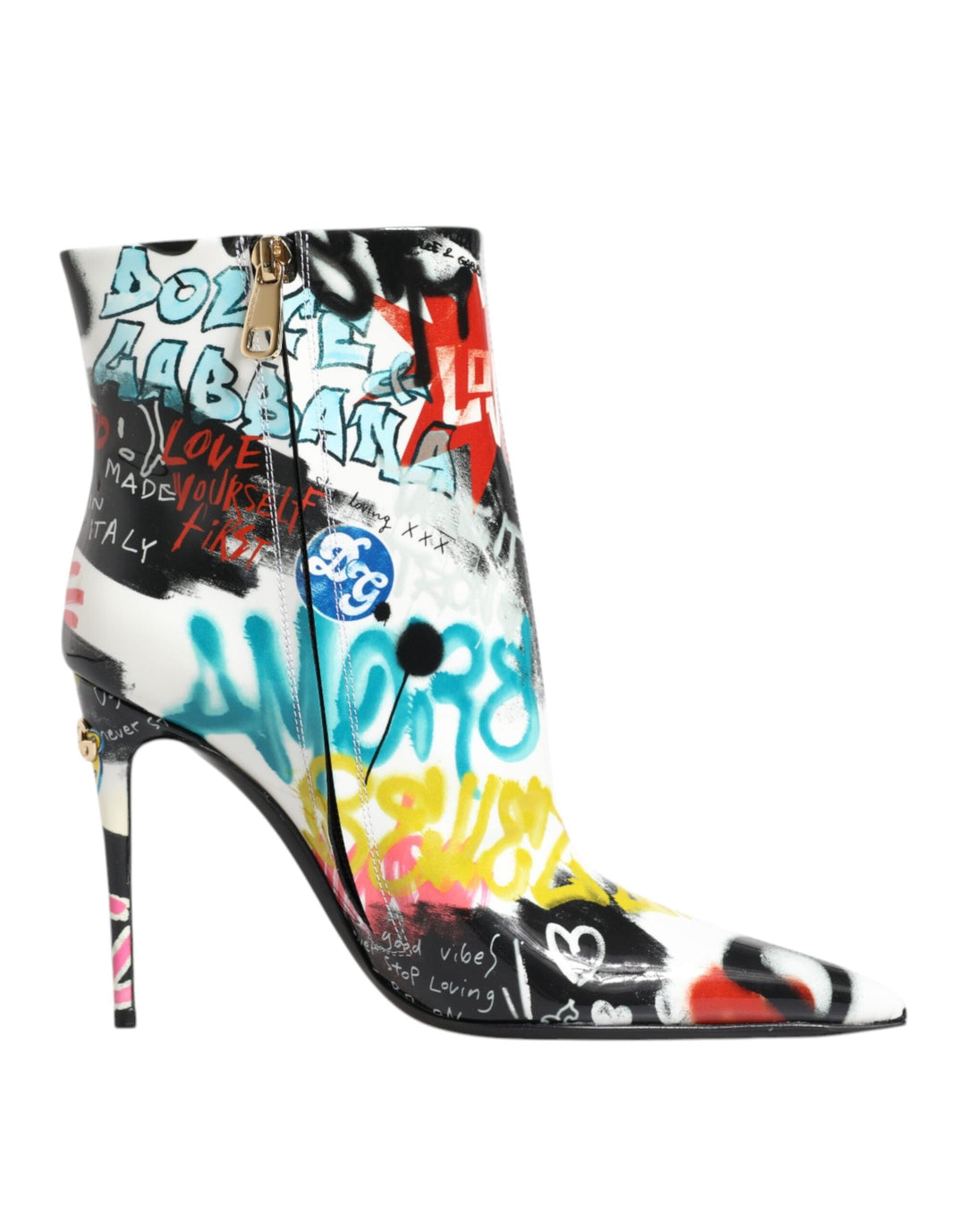 Women’s Dolce &amp; Gabbana Multicolor Graffiti Keira Mid Calf Boots Shoes