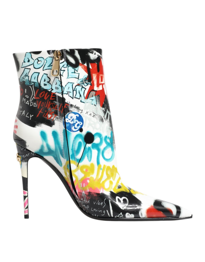 Women’s Dolce &amp; Gabbana Multicolor Graffiti Keira Mid Calf Boots Shoes