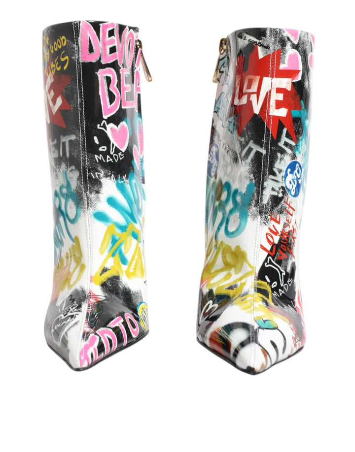 Women’s Dolce &amp; Gabbana Multicolor Graffiti Keira Mid Calf Boots Shoes