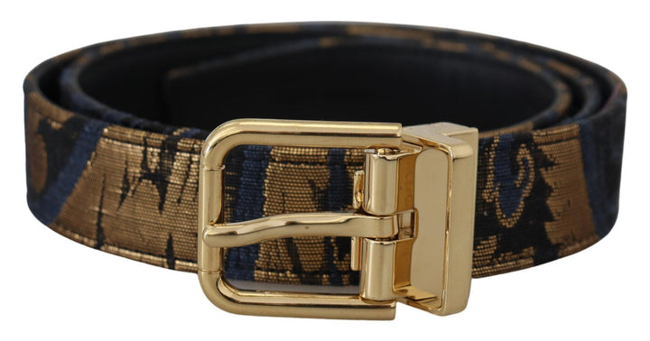 Women’s Dolce &amp; Gabbana Multicolor Jacquard Leather Logo Buckle Belt