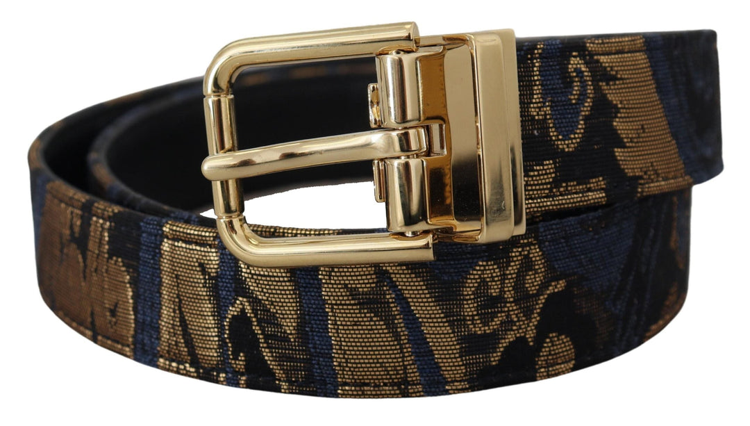 Women’s Dolce &amp; Gabbana Multicolor Jacquard Leather Logo Buckle Belt