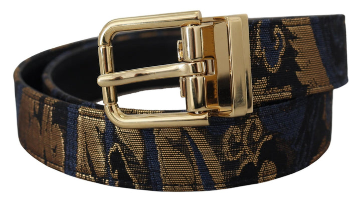 Women’s Dolce &amp; Gabbana Multicolor Jacquard Leather Logo Buckle Belt