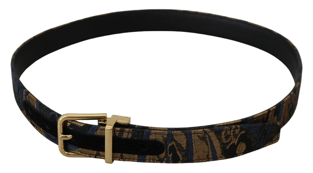Women’s Dolce &amp; Gabbana Multicolor Jacquard Leather Logo Buckle Belt