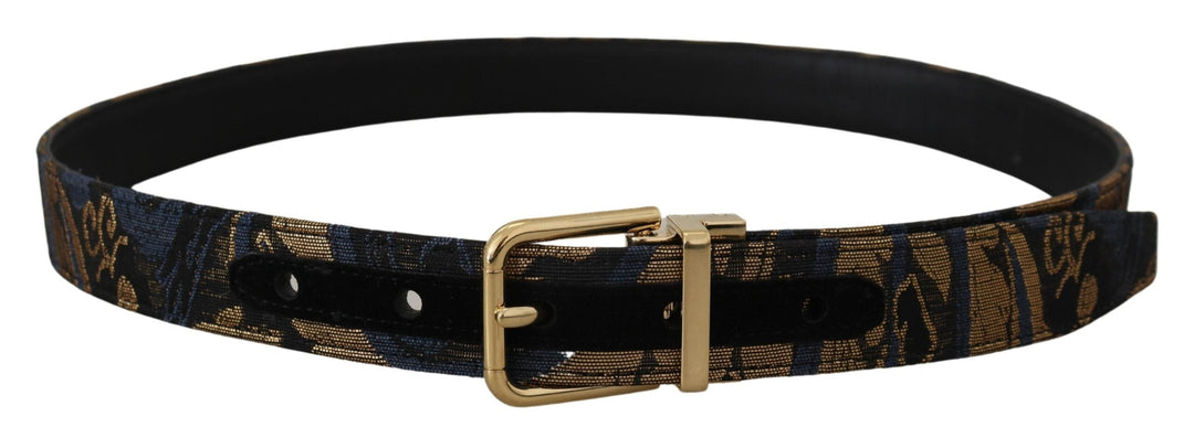 Women’s Dolce &amp; Gabbana Multicolor Jacquard Leather Logo Buckle Belt