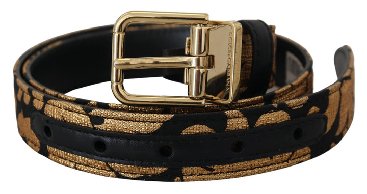 Women’s Dolce &amp; Gabbana Multicolor Jacquard Leather Logo Buckle Belt