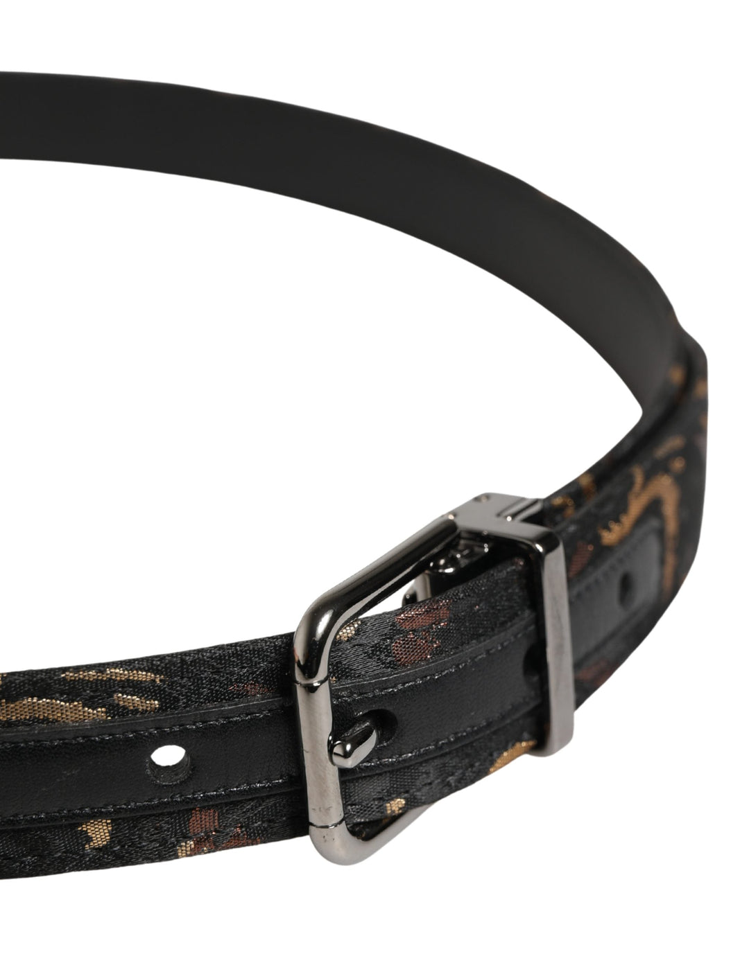 Women’s Dolce &amp; Gabbana Multicolor Jacquard Silver Metal Buckle Belt