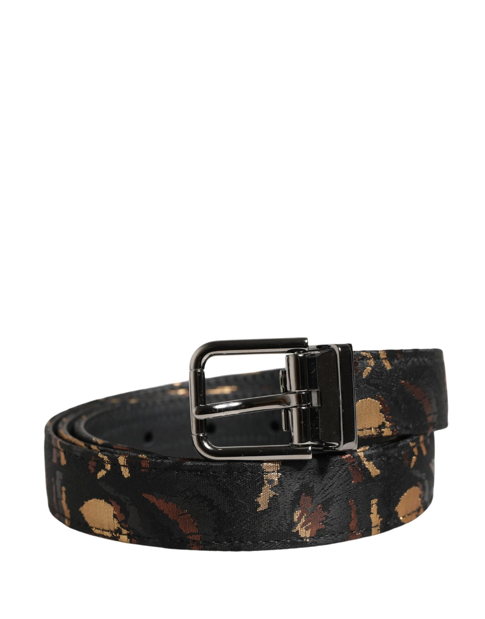 Women’s Dolce & Gabbana Multicolor Jacquard Silver Metal Buckle Belt