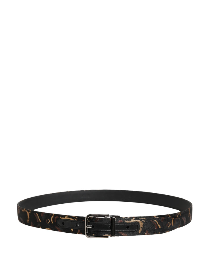Women’s Dolce &amp; Gabbana Multicolor Jacquard Silver Metal Buckle Belt